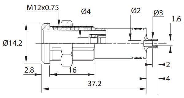 Mechanical Drawing - Cal Test Electronics CT4407 4mm Sheathed Banana Jacks